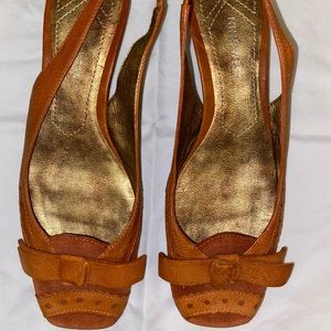 Nine West Suede High Heels with Orange Leather